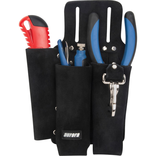 Lineman's Tool Pouch, Multiple Tool Holder, Leather, 3 Pockets Action Paper