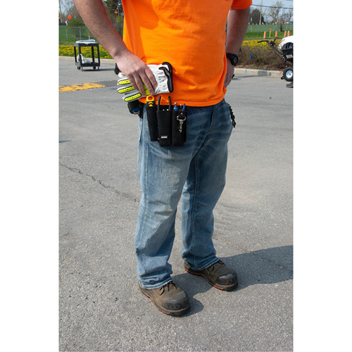 Lineman's Tool Pouch, Multiple Tool Holder, Leather, 3 Pockets Action Paper