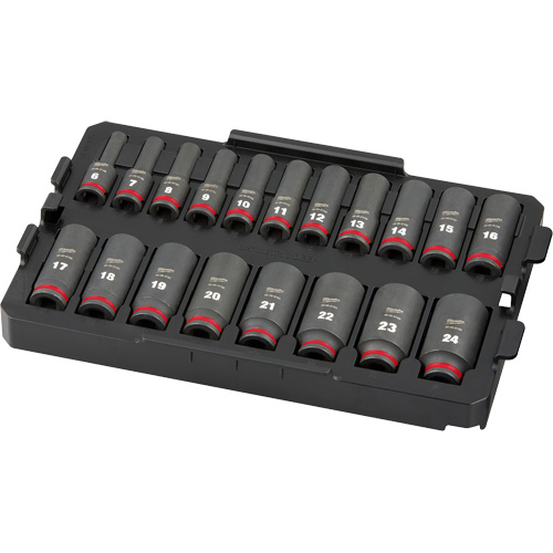 Shockwave Impact Duty Packout Socket Set, 19 Pcs, Impact, 3/8" Drive Size, Deep Action Paper