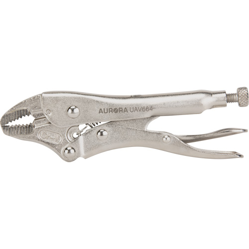 Locking Pliers with Wire Cutter, 5" Length, Curved Jaw Action Paper