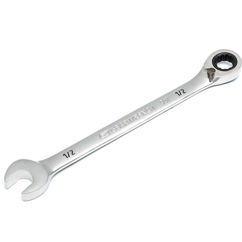 90-Tooth Reversible Ratcheting Wrench, 12 Point, 1/2", Chrome/Polished Finish Action Paper