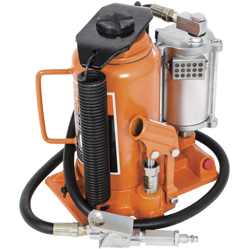 Super Heavy-Duty Bottle Jack, 20 Ton(s), Air Hydraulic, 20" Raised Height Action Paper