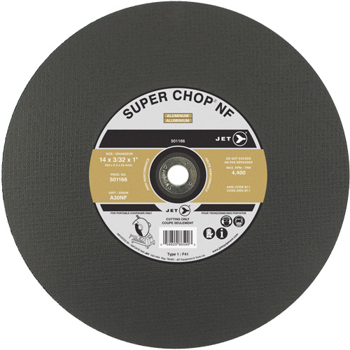 A30NF Super Chop Cut-Off Wheel, 14" x 3/32", 1" Arbor, Type 1, 4400 RPM Action Paper