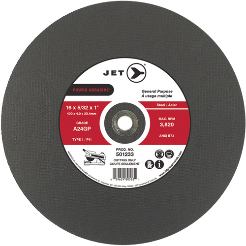 A24GP Power Abrasive Cut-Off Wheel, 20" x 5/32", 1" Arbor, Type 1, 3000 RPM Action Paper