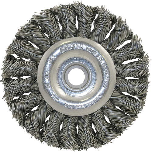 3K114 Unthreaded Knot Twisted Wire Wheel, 3-1/4" Dia., 0.014" Fill, 3/8"-1/2 Arbor Action Paper