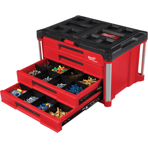 PackOut 4-Drawer Tool Box, 16-3/10" x 22-1/5" x 14-3/10", Red Action Paper