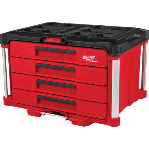 PackOut 4-Drawer Tool Box, 16-3/10" x 22-1/5" x 14-3/10", Red Action Paper