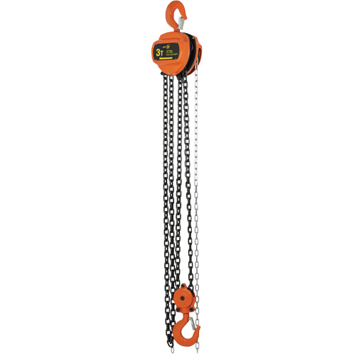 VHC Series Chain Hoists, 10' Lift, 6600 lbs. (3 tons) Capacity, Alloy Steel Chain Action Paper