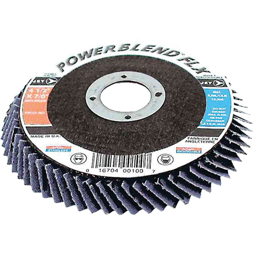 PowerBlend FLX High Performance Flap Discs, 4-1/2" x Type 27, Z40 Grit, Zirconium Action Paper