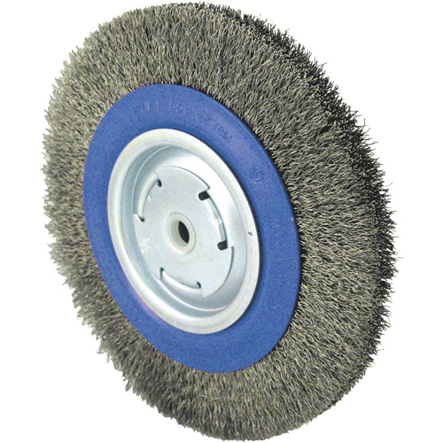 Brosse rotative &agrave; fil torsad&eacute;, 8" dia., Fils 0,014", Arbre 1/2" - 5/8" - 2 Action Paper