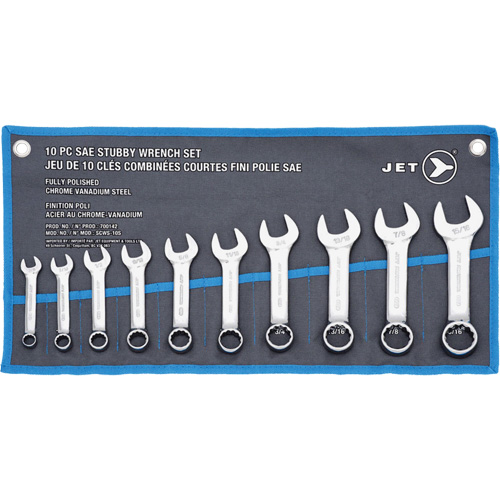 SCWS-10S Stubby Wrench Sets, Combination, 10 Pieces, Imperial Action Paper