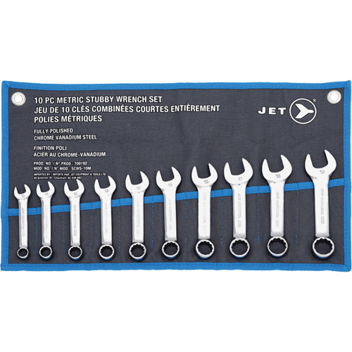 SCWS-10M Stubby Wrench Sets, Combination, 10 Pieces, Metric Action Paper
