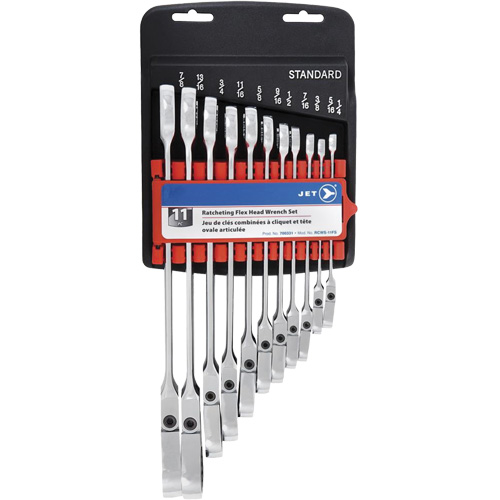 RCWS-11FS Flex Head Wrench Sets, Combination/Flex Head, 11 Pieces, Imperial Action Paper