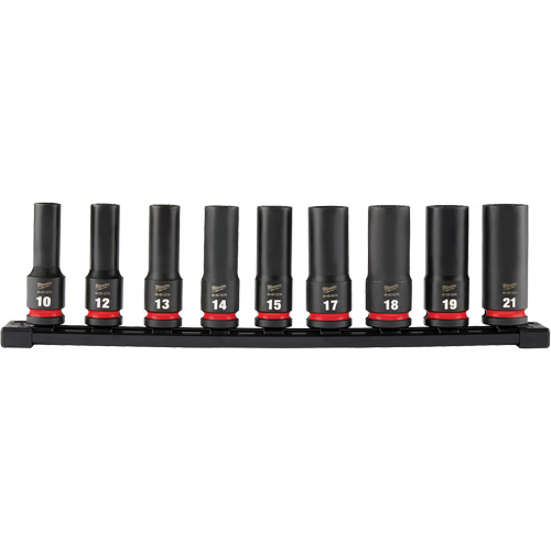 Shockwave Impact Duty Metric 6 Point Socket Set, 9 Pcs, Impact, 1/2" Drive Size, Deep Action Paper