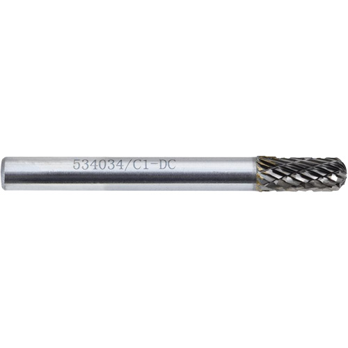 C1-DC JET-KUT GP Round Nose Shape Carbide Bur, 1/4" Dia. Action Paper