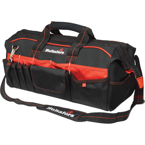 20" Tradesman's Tool Bag, Ballistic Polyester, Black/Red Action Paper