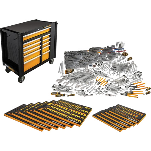 Master Mechanic's Hand Tool Set & Mobile Work Station, 614 Pieces Action Paper