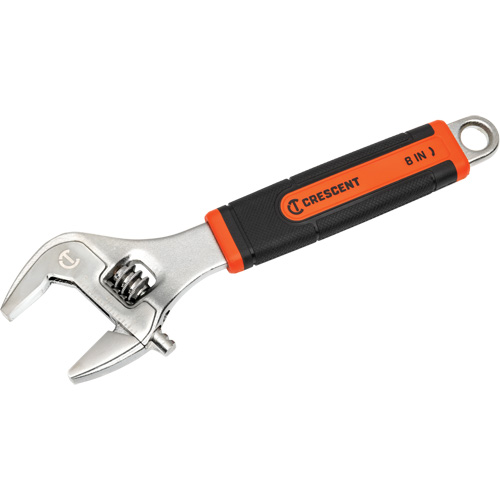 Adjustable Wrench, 8" L, 2-1/5"/31 mm Max Width, Chrome/Polished Action Paper