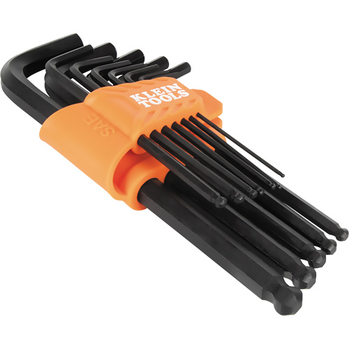 L-Style Ball-End Hex Key Wrench Set, 12 Pcs., Imperial Action Paper