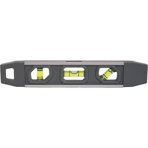 Torpedo Level, 9" L, Aluminum, 3 Vials, Magnetic Action Paper