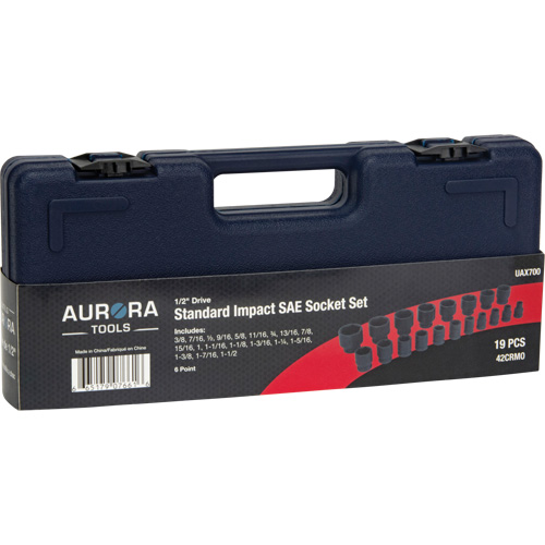 SAE Socket Set, 19 Pcs, Impact, 1/2" Drive Size Action Paper