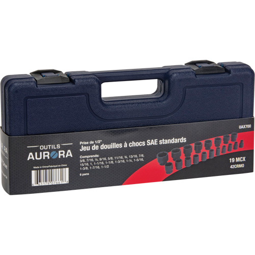 SAE Socket Set, 19 Pcs, Impact, 1/2" Drive Size Action Paper
