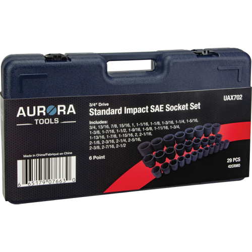 SAE Socket Set, 29 Pcs, Impact, 3/4" Drive Size Action Paper