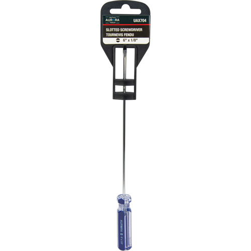 Tournevis &agrave; fente bleu transparent avec bandes, Tige de 1/8", Ronde, Prise en Plastique Action Paper