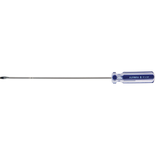 Tournevis &agrave; fente bleu transparent avec bandes, Tige de 1/8", Ronde, Prise en Plastique Action Paper