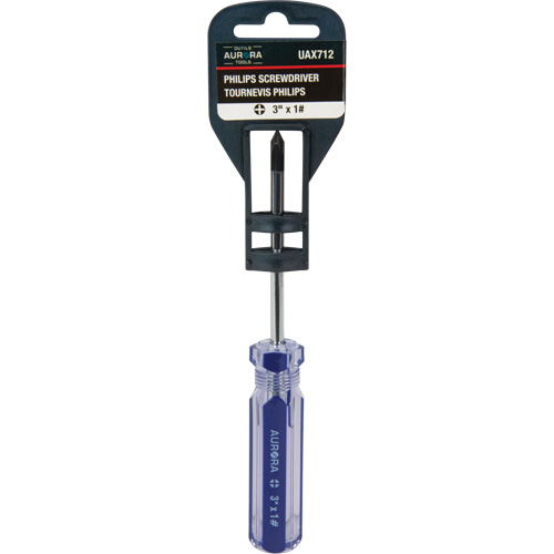Tournevis Philips bleu transparent avec bandes, #1, Prise Plastique Action Paper