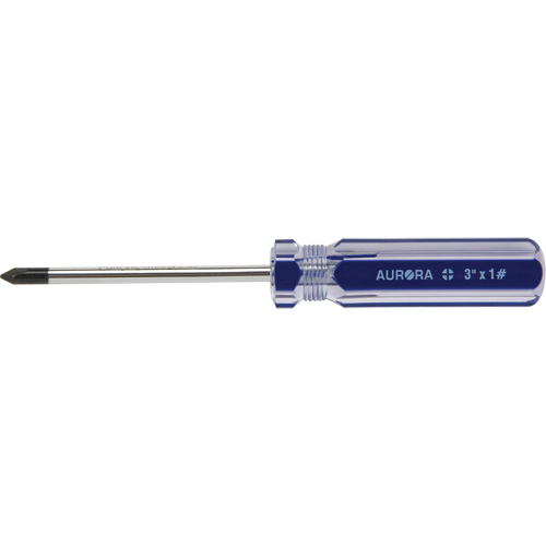 Tournevis Philips bleu transparent avec bandes, #1, Prise Plastique Action Paper