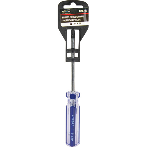 Tournevis Philips bleu transparent avec bandes, #2, Prise Plastique Action Paper