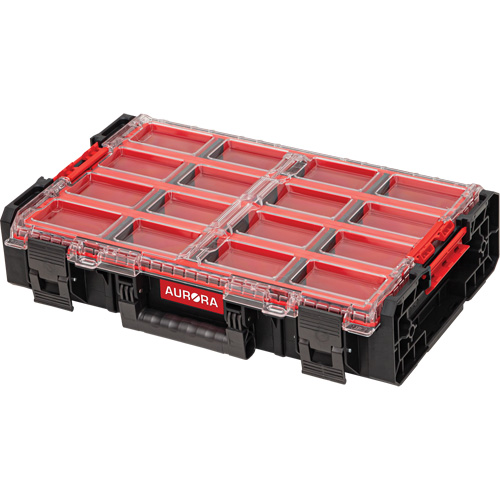 Arx X-Large Organizer with Long Bins, 23" x 15-1/5" x 5", Black Action Paper