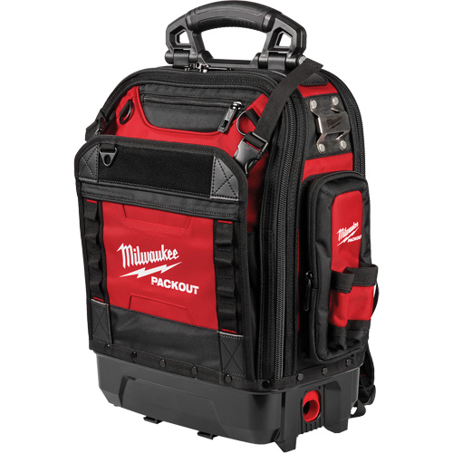 PackOut Structured Backpack, 9-1/2" L x 18" W, Black/Red, Polyester Action Paper