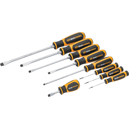 Slotted Dual Material Screwdriver Set in Foam Storage Tray, 9 Pcs. Action Paper