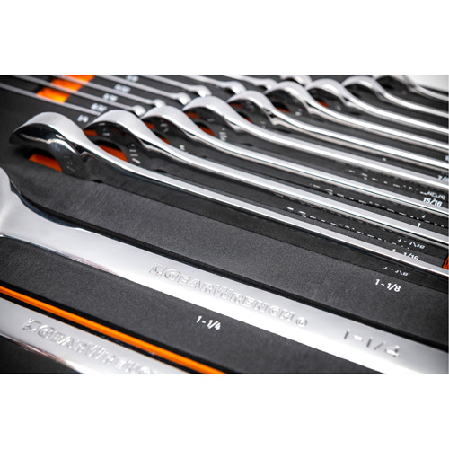 Jeu de cl&eacute;s mixtes SAE et longues &agrave; 12 pans dans un plateau de rangement en mousse, Ouverte, 19 morceaux, Imp&eacute;rial Action Paper