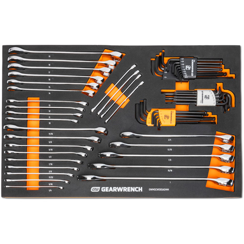 6-Point Combination Wrench and Hex Key Set in Foam Storage Tray Action Paper