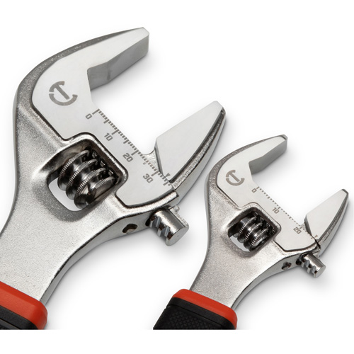 Quick-Fit-Jaw Adjustable Wrench Set, Adjustable, 2 Pieces, Imperial and Metric Action Paper