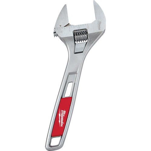 Wide Jaw Adjustable Wrench, 8" L, Chrome Action Paper