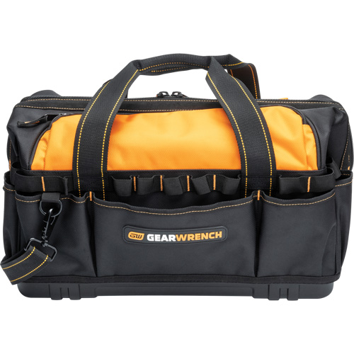 Professional 20" Tool Bag, Nylon, 33 Pockets, Black/Orange Action Paper