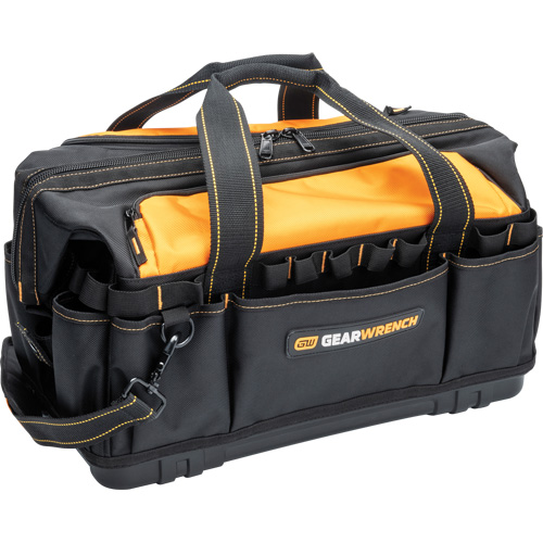 Professional 20" Tool Bag, Nylon, 33 Pockets, Black/Orange Action Paper