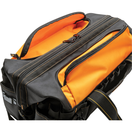 Professional 20" Tool Bag, Nylon, 33 Pockets, Black/Orange Action Paper