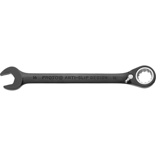 Metric Spline Combination Reversible Ratcheting Wrench, Black/Chrome Finish Action Paper
