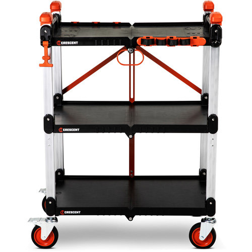 SITERUNNER 3-Shelf Folding Jobsite Cart, 30-3/5" L x 20" W x 42-1/2" H, Black Action Paper