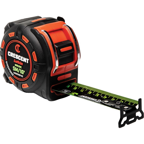 Shockforce NITE EYE Tape Measure, 1-1/4" x 16'/5 m, Metric/SAE Graduations Action Paper