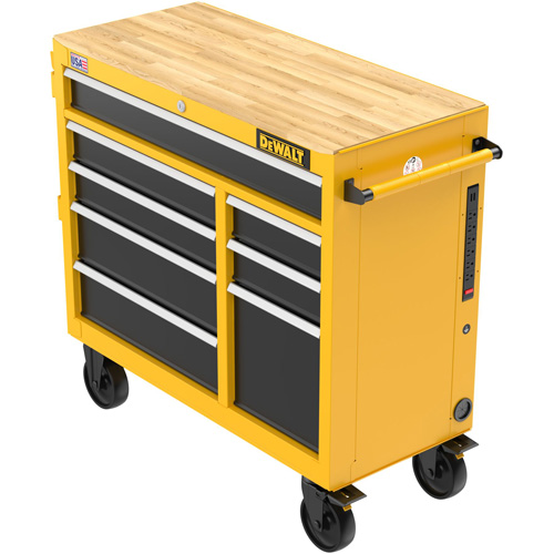 Heavy-Duty Mobile Workstation, 8 Drawers, 40" W x Yellow Action Paper