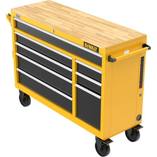 Postes de travail industriel mobile, 8 tiroirs, 52" la x Jaune Action Paper