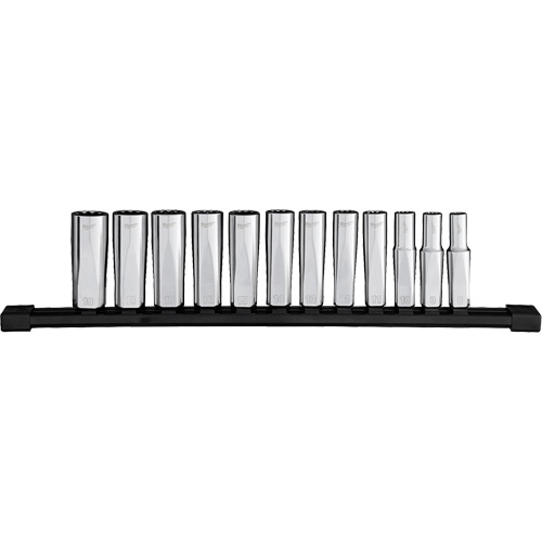 Jeu de douilles &agrave; puits profondes m&eacute;triques &agrave; 12 pans, 12 Mcx, Prise de 3/8", Profond Action Paper