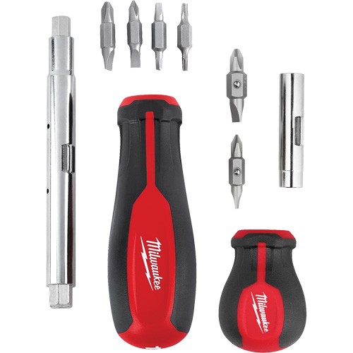 11-in-1 Multi-Bit Screwdriver & 6-in-1 Stubby Multi-Bit Screwdriver Set, 3"/9-4/5" L, Cushion Grip Handle Action Paper