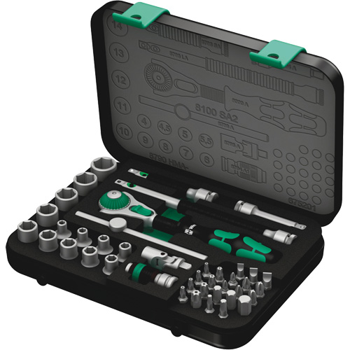 Jeu de cliquets rapides Zyklop 8100 SA 2, 42 Mcx, Prise de 3/8" Action Paper